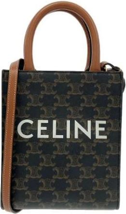 Celine Pre-owned Tote Bags, female, Brown, Size: ONE SIZE Pre-owned Mini Vertical Caba Triomphe Canvas Tote Bag