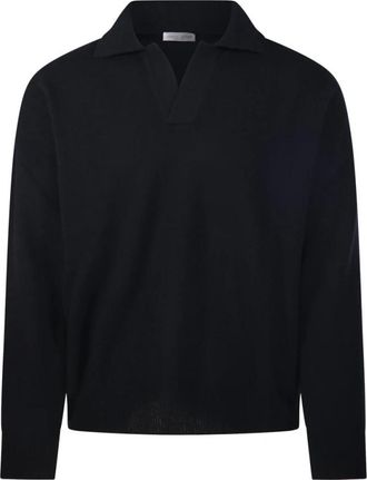 Roberto Collina Skipper Polo Comfort Fit - Heren - V-hals truien - Zwart - XL - Katoen - Truien & Vesten