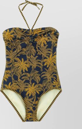 Eres ailleurs tropical halter strapless ruched swimsuit