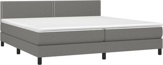 vidaXL Vidaxl - Cama Box Spring Con Colch&oacute;n Tela Gris Oscuro 200x200 Cm