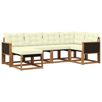 vidaXL Conjunto De Sof&aacute;s De Exterior Con Coj&iacute;n 6 Pcs Natural Y Crema Vidaxl