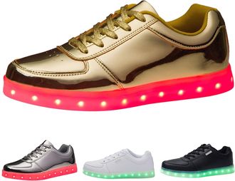 Generic Korean Style Women LED Luminous Sneakers USB Rechargeable Low Top Athletic Board Shoes Glowing Fashion Footwear for (Silver, 8.5)