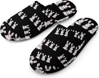 Generic Baseball Easter Bunny Rabbits Easter Day Mens Cotton Slippers Memory Foam Comfort House Shoes Winter Indoor Slipper for Hotel Casa Spa
