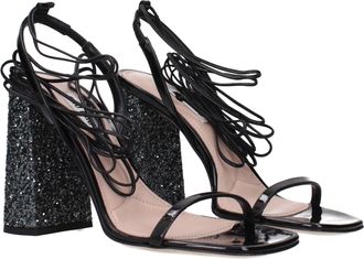 Miu Miu Womens Black Leather Platform Sandals