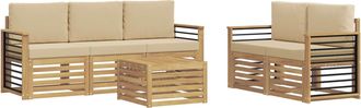 vidaXL Conjunto De Sof&aacute;s De Exterior 6 Uds. Y Beige Poli&eacute;ster Vidaxl