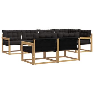 vidaXL Conjunto De Sof&aacute;s De Exterior Con Coj&iacute;n 7 Pcs Blanco Y Negro Vidaxl