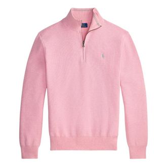 Ralph Lauren Turtlenecks, male, Pink, Size: M Cotton Half-Zip Sweater