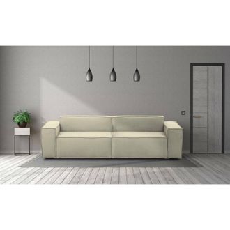 Talamo Italia Talamo Italia - Sof&aacute; Fijo Simona, Sof&aacute; Modular Lineal De 3 Plazas, 100% Made In Italy, Sof&aacute; De Sal&oacute;n Moderno En Tela., Cm 260x95h70, Beige, Con Embala