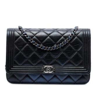 Chanel Pre-owned Boy Wallet on Chain - Dames - Pre-owned - Zwart - Maat: ONE Size Leer