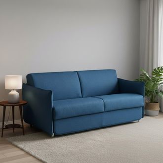 Dmora Sof&aacute; Cama 2 Plazas Violante, Sof&aacute; Convertible Para Sal&oacute;n, Acolchado, Desenfundable, Calidad 100% Made In Italy, 160x95 H90 Cm, Azul - Dmora