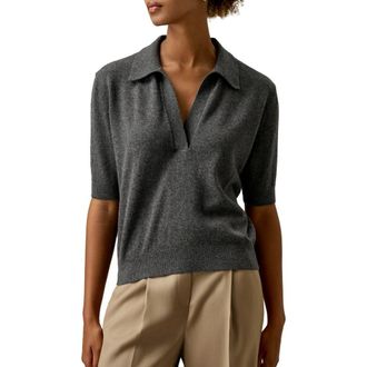 LilySilk Womens Baby Cashmere Polo Sweater in Medium Gray at Nordstrom, Size X-Large