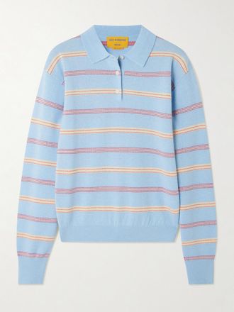 Guest In Residence Polo In Cashmere A Righe Collegiate - Blu