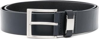 BOSS logo-plaque leather belt - men - Leather - 100 - Black