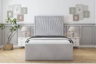 Sloomy Somerset Naples Deep-Sided Bed Frame With 50 Upholstered Headboard in Silver | Size: Super King