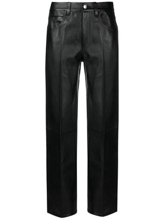 Alexander Wang leather straight-leg trousers - women - Polyester/Viscose/CALFSKIN - 8 - Black