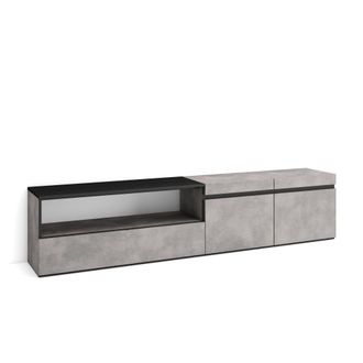 Skraut Home Skraut Home - Mueble Tv, Televisi&oacute;n, Muebles De Sal&oacute;n, Almacenaje, 200x45x35cm, Para Tv Hasta 80, Con Almacenamiento, Estilo Moderno, Gris Cemento