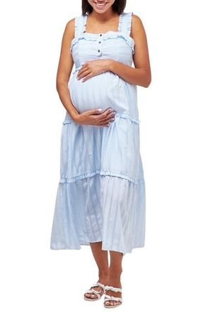 Nom Maternity Emma Maternity & Nursing Maxi Tank Dress in Sky Stripe at Nordstrom, Size Medium