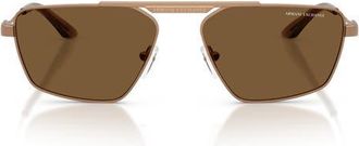 A|X Armani Exchange 56mm Aviator Sunglasses in Matte Rose Gold /Brown at Nordstrom