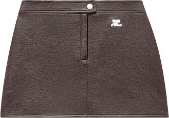 Courr&egrave;ges Iconique vinyl skirt - women - Cotton/Polyurethane/Elastane - 42 - Brown