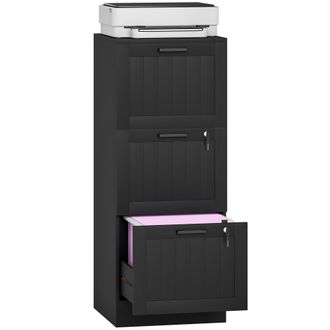 OEM Mueble Archivador Con 3 Cajones Cajonera Para Escritorio Con Cerraduras Carpetas Para A4 Y Carta 40x40x101 Cm Negro