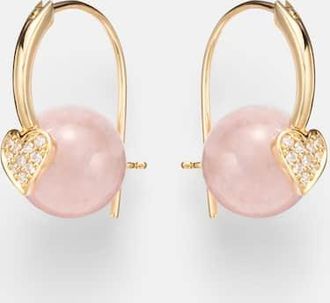 Sydney Evan 14kt gold (585/1000) earrings with diamonds and morganites