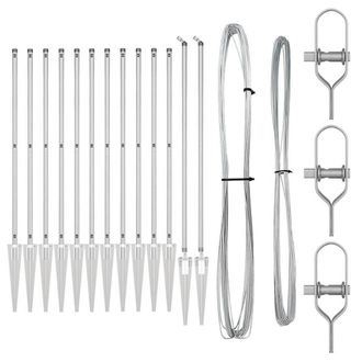 Berkfield Home Fence Posts Set with Spike Set of 26 Silver Galvanised steel