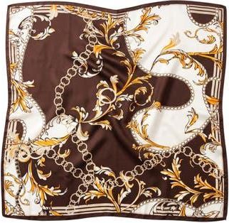 MARCUS ADLER Chain Print Satin Scarf in Brown at Nordstrom Rack