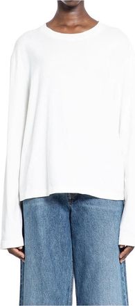 A Gold E Tops, Dames, Wit, M, Katoen, Lichtgewicht Katoenen Jersey Boxy Tee