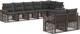 vidaXL Conjunto De Sof&aacute;s De Jard&iacute;n 8 Uds. Gris Y Gris Oscuro Vidaxl