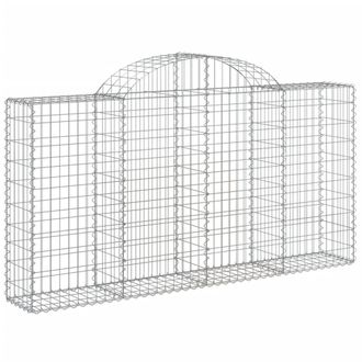 Berkfield Home Decorative Arched Gabion Baskets 7 pcs 200x30x100/120 cm Galvanis in Silver