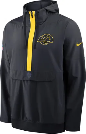 Nike Los Angeles Rams Rivalries Collection Sideline Anorak Nike Mens NFL 1/2-Zip Hooded Jacket in Blue | 03AT0L169X-MDB