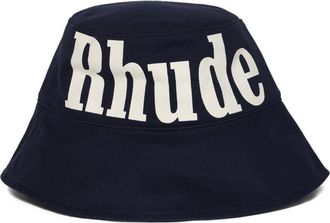 Rhude Bucket Hat with Bold Logo Lettering in Rich Navy Blue
