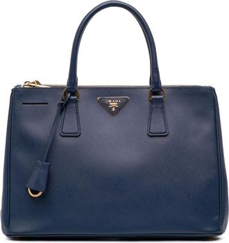 Prada Pre-owned Handbags, female, Blue, Size: ONE SIZE Pre-owned Structured Leather Top Handle Bag