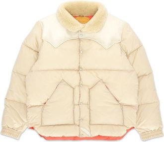 Fortela Christy Shearling Collar Nylon Jacket in Beige at Nordstrom, Size 44
