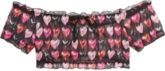 Fleur du Mal ruched mesh cropped top - Black