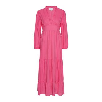 Americandreams Umi Long Solid Cotton Dress - Dames - Casual kleedjes - Roze - L - Katoen - Kleedjes