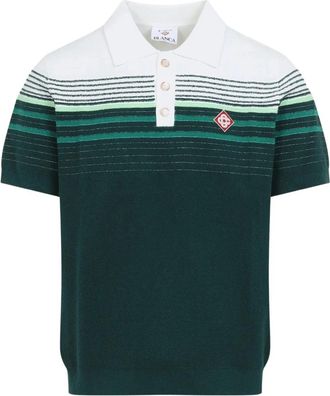 Casablanca Logo Patch Stripe Gebreide Poloshirt - Heren - Polos - Veelkleurig - L - Tops