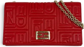 Fendi Red Color Leather Chain/Shoulder Wallet (Pre-Owned)
