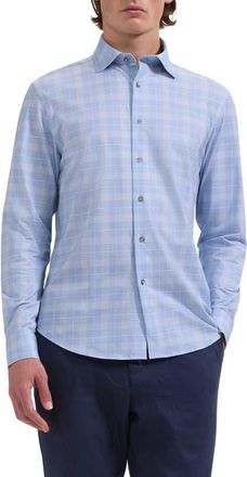 Bugatchi James OoohCotton Plaid Print Button-Up Shirt in Air Blue at Nordstrom, Size Xxx-Large