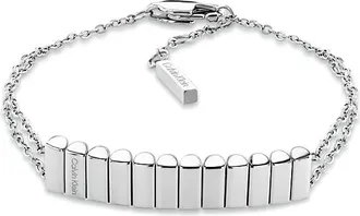 Calvin Klein Womens Curved Pebble Bracelet - Silver - OS