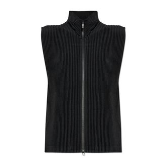 Issey Miyake Pleated Vest - male - Issey Miyake - Waistcoats - Black - M - Jackets