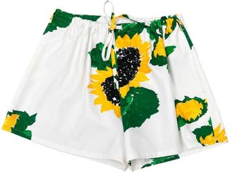 Moschino Korte Broeken, Dames, Veelkleurig, M, Katoen, Shorts met zonnebloemprint