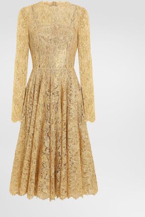 Dolce & Gabbana Lam&eacute; Lace Dress - Woman Gold 36