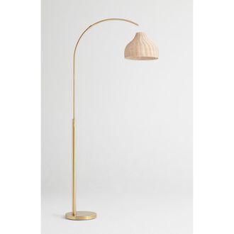 Brightech Lark 75 Boho Wicker LED Floor Lamp with Rattan Empire Shade, Bulb Included in Antique Brass at Nordstrom