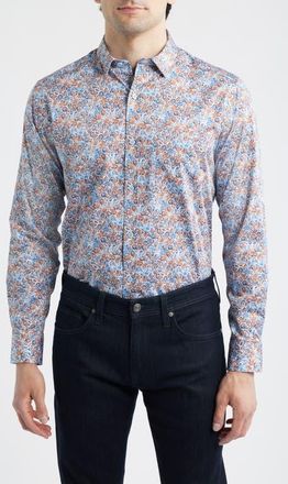 Johnston & Murphy Logan Print Button-Up Shirt in Orange/Navy Paisley at Nordstrom, Size Xxx-Large