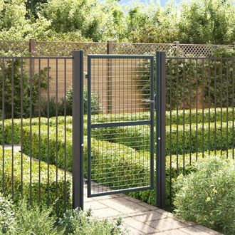 Berkfield Home Mesh Garden Gate Galvanised Steel 100x200 cm Grey