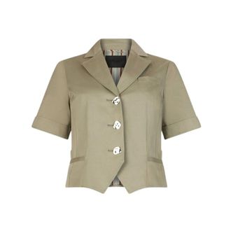 Liu Jo Gabardine blazer met korte mouwen - Dames - Jassen - Groen - Maat: XL Gabardine