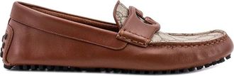 Gucci Leren Loafers met GG-logo - Heren - Loafers - Bruin - 39 EU - Leer - Schoenen