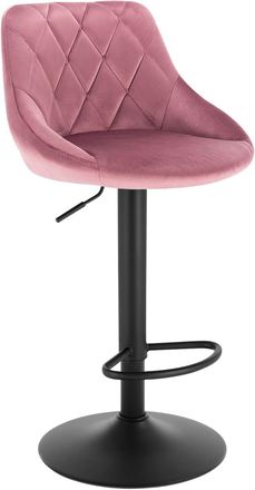 Woltu Tabouret De Bar En Velours Woltu, Tabouret Pour Bar-bistro Avec Repose-pied, Si&egrave;ge Hauteur R&eacute;glable, Rose