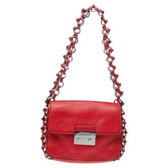 Michael Kors Tweedehands leren schoudertassen - Dames - Vintage Schoudertas - Rood - ONE Size - Tweed - Vintage